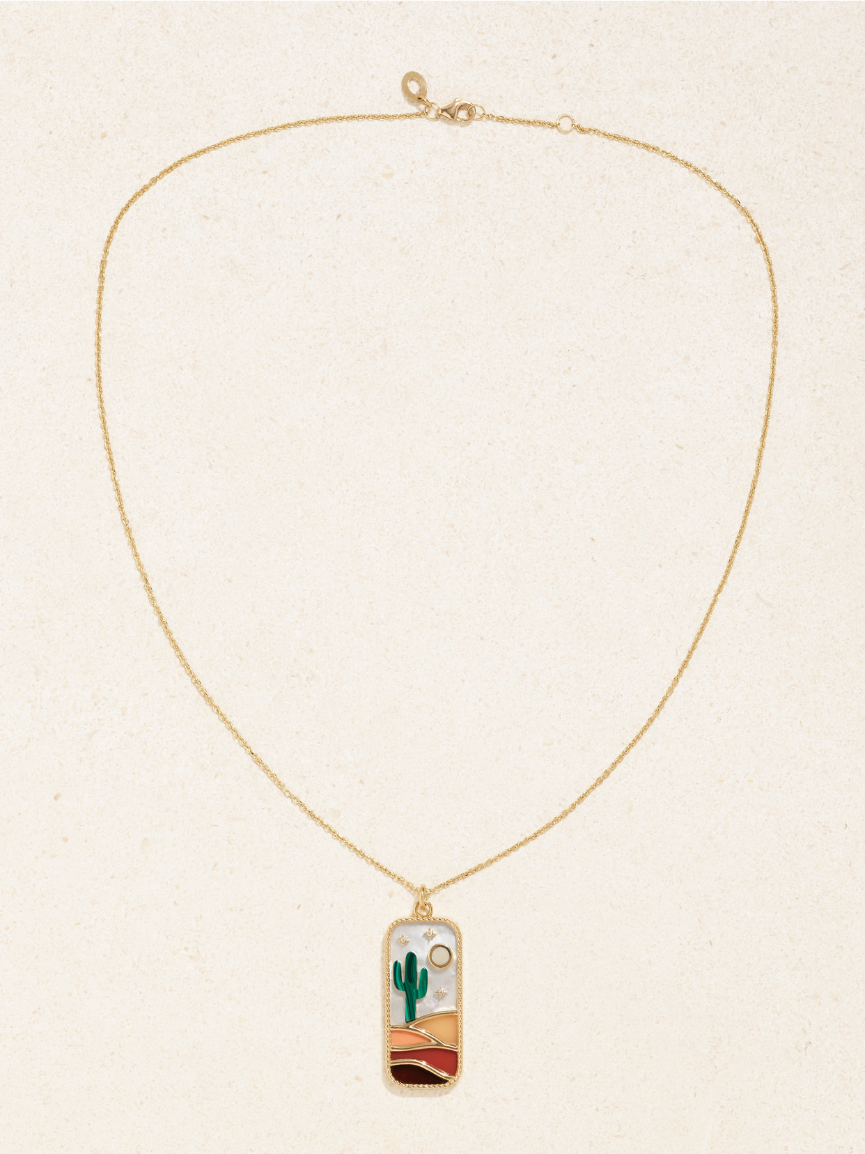 L'atelier Nawbar The Cactus 18-karat Gold And Enamel Multi-stone Necklace