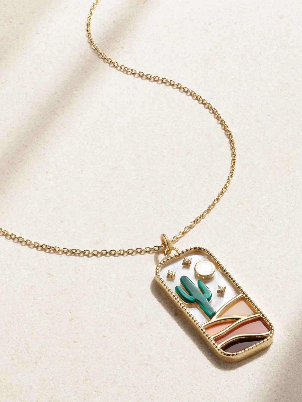 L'atelier Nawbar The Cactus 18-karat Gold And Enamel Multi-stone Necklace