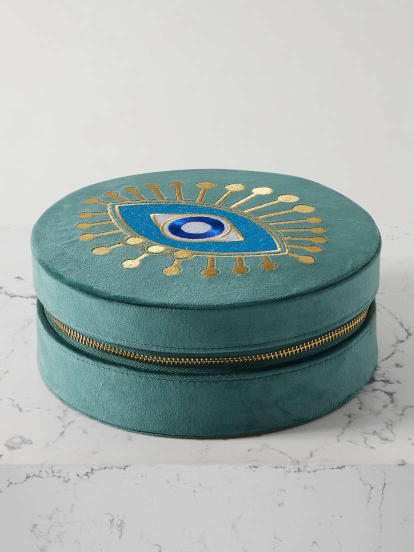 L’Atelier Nawbar Rebel Eye Large Embroidered Velvet Jewelry Box