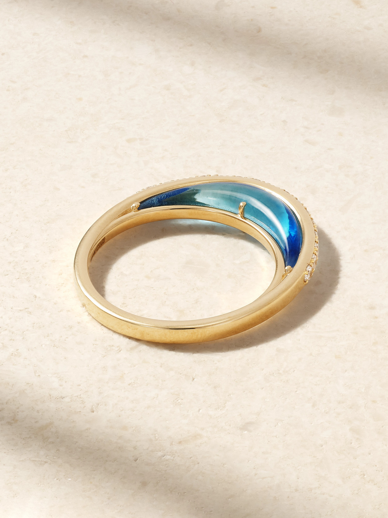 L'atelier Nawbar Bloop Moon 18-karat Gold, Diamond And Enamel Ring