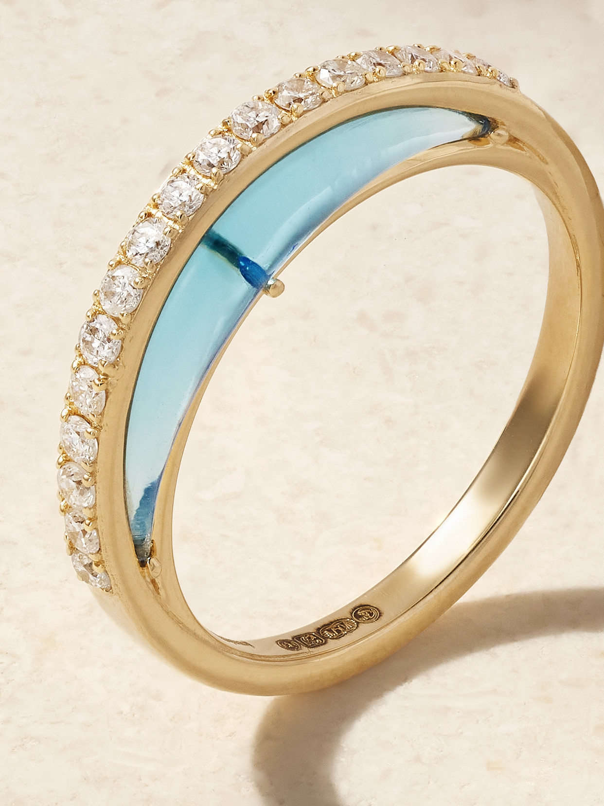 L'atelier Nawbar Bloop Moon 18-karat Gold, Diamond And Enamel Ring
