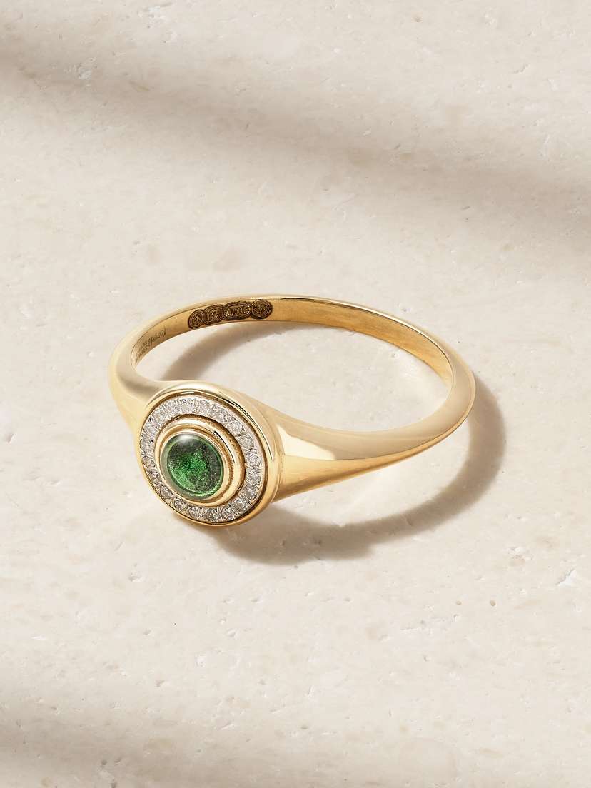 L’Atelier Nawbar Mini Mimette 18-karat Gold, Topaz And Diamond Pinky Ring