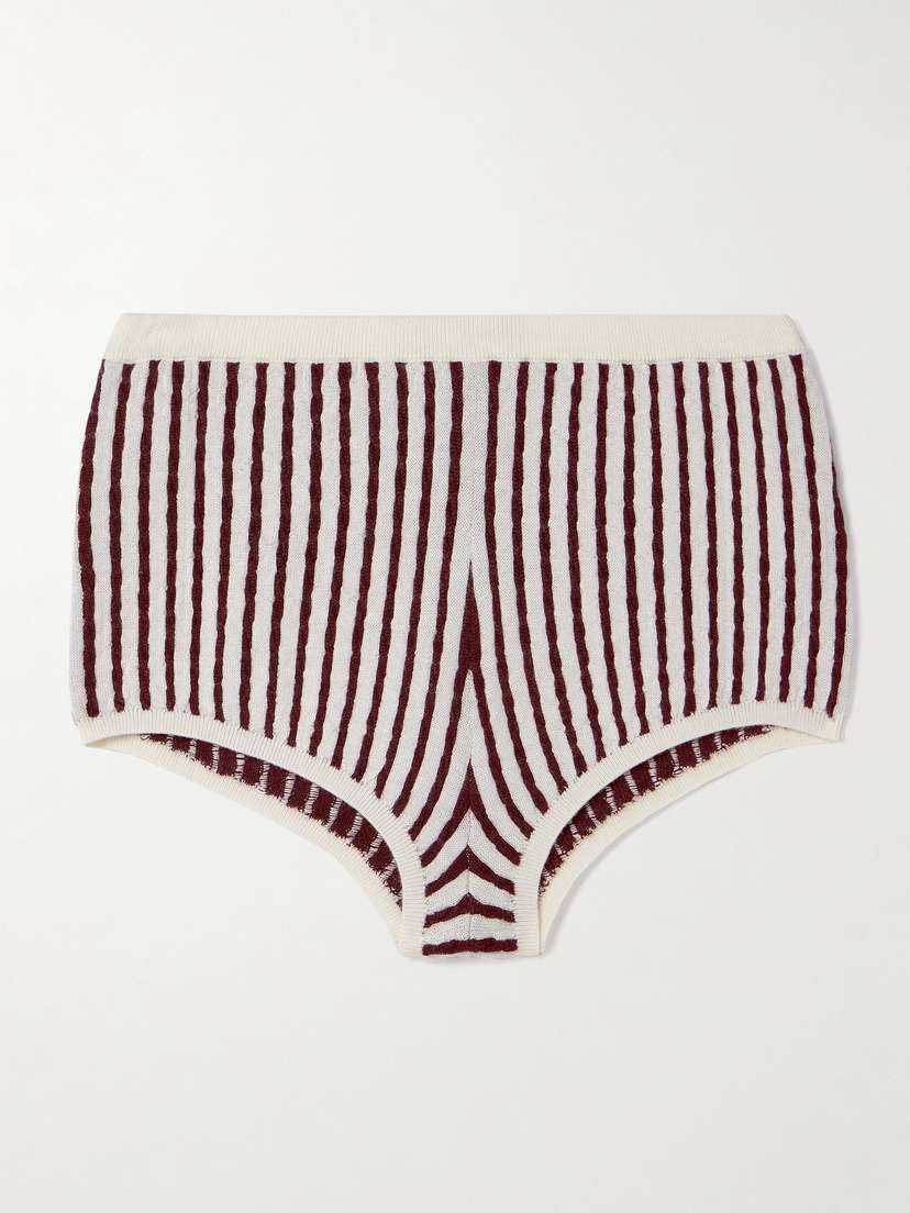 Frame Striped Cable-knit Cashmere And Silk-blend Shorts