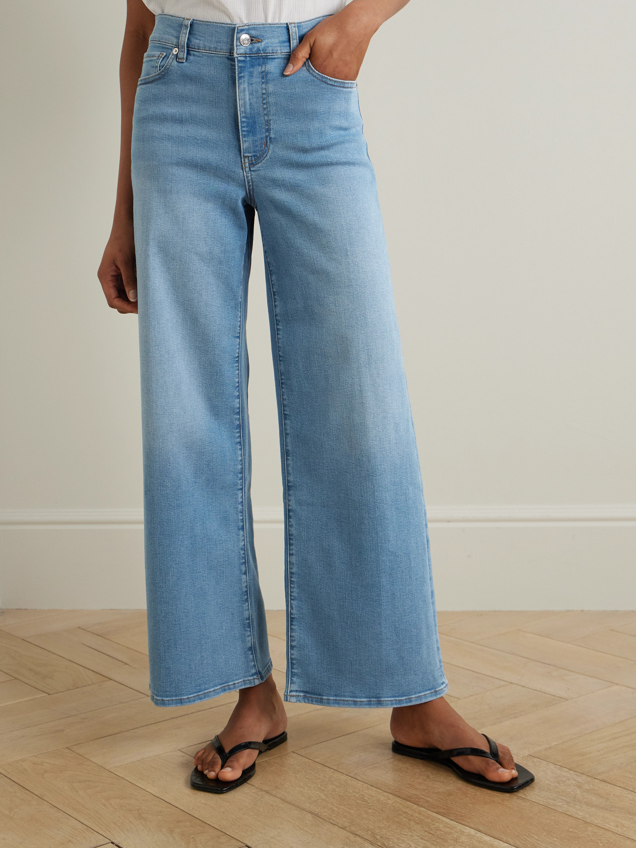 FRAME LE SLIM PALAZZO MID-RISE STRAIGHT-LEG JEANS 