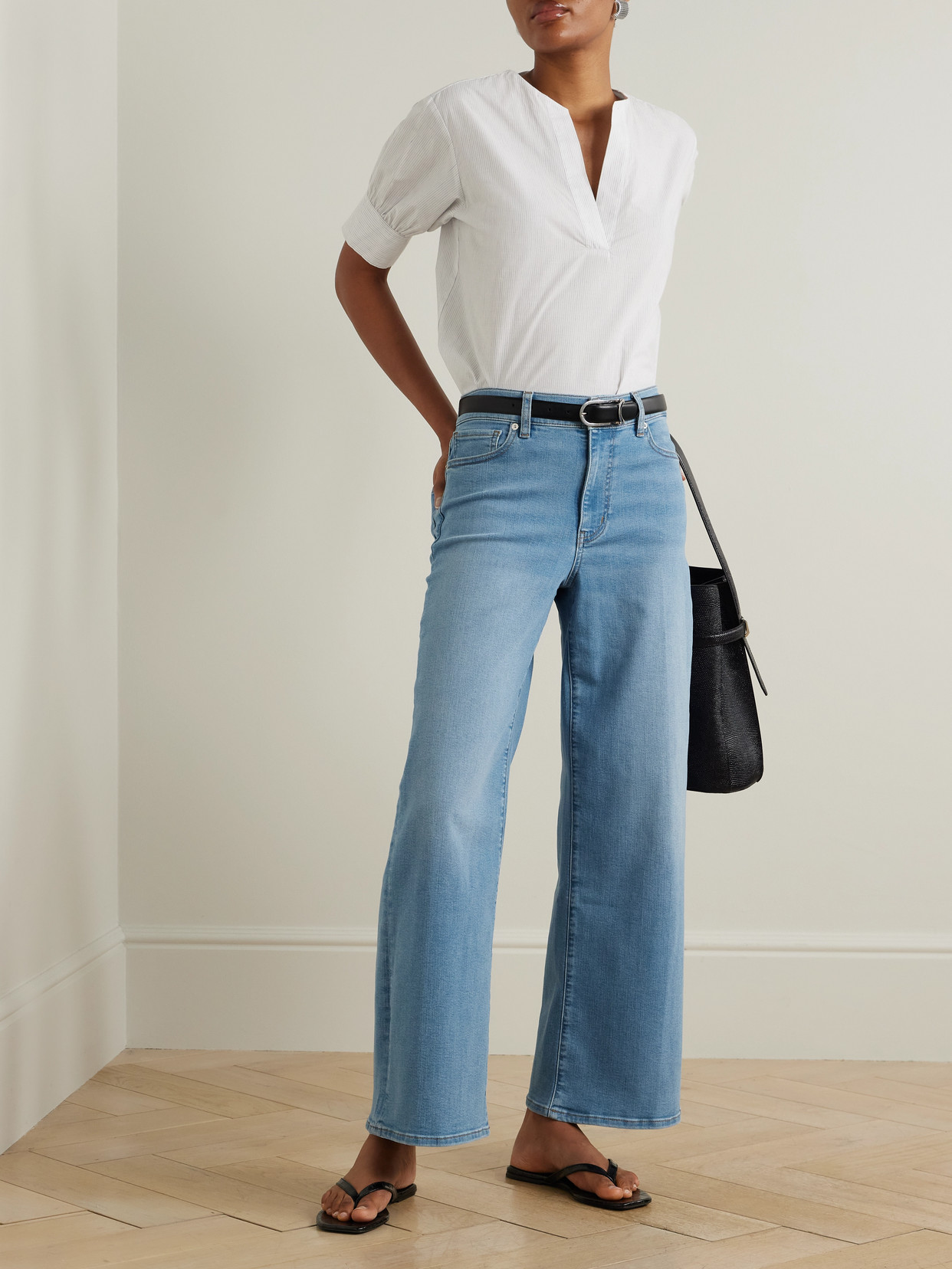 FRAME LE SLIM PALAZZO MID-RISE STRAIGHT-LEG JEANS 