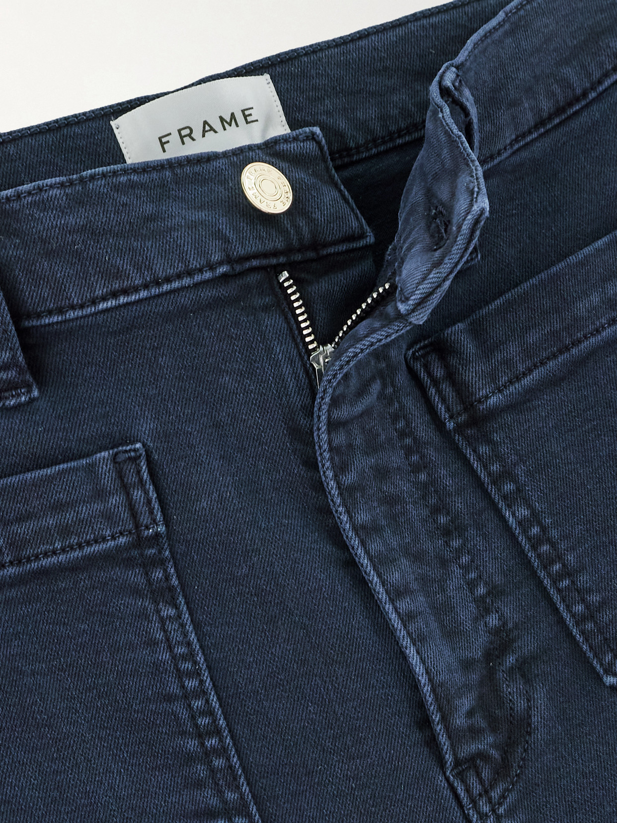 Shop Frame The Anchor Frayed Cropped High-rise Wide-leg Jeans