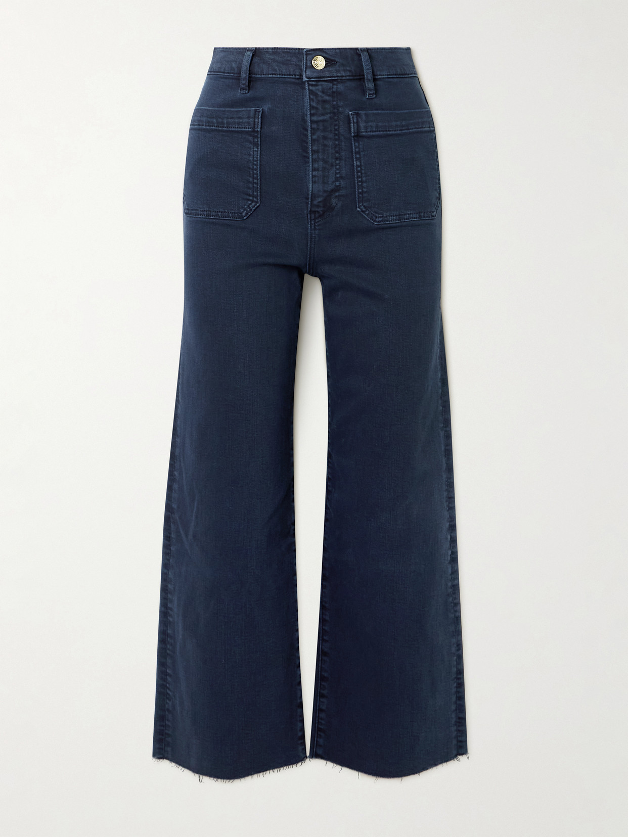 Frame The Anchor Frayed Cropped High-rise Wide-leg Jeans