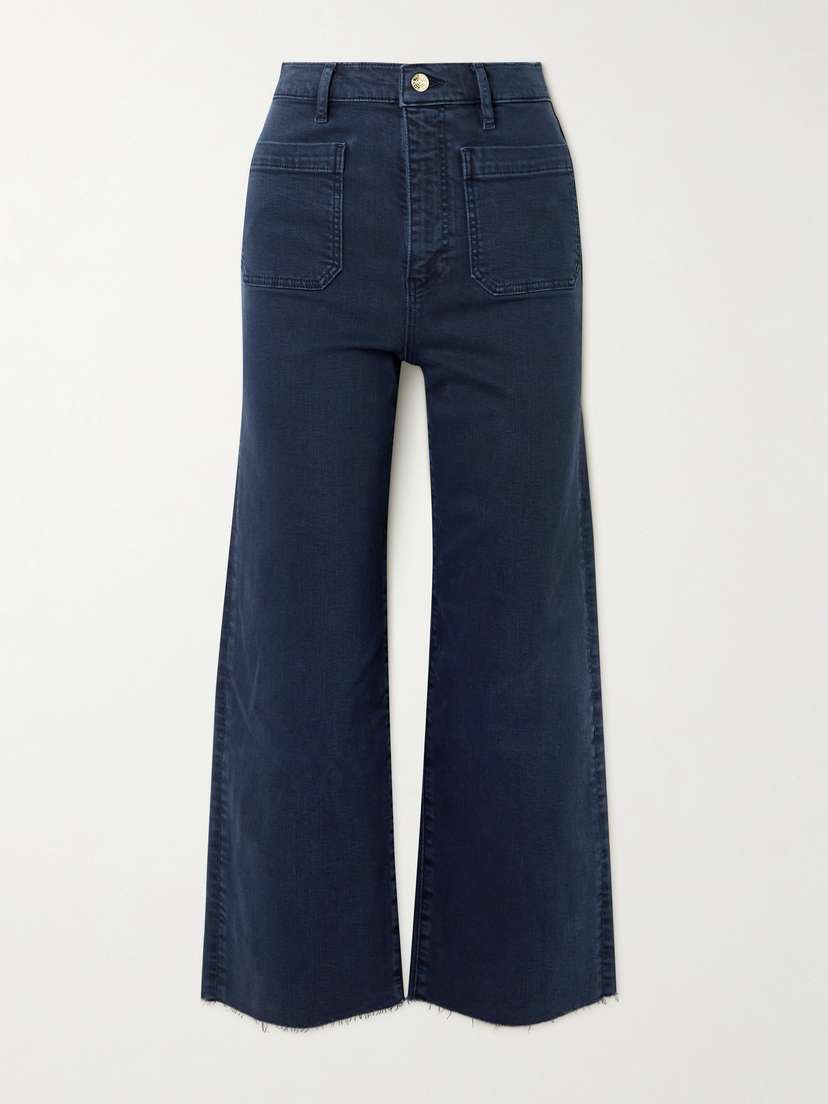 Frame The Anchor Frayed Cropped High-rise Wide-leg Jeans