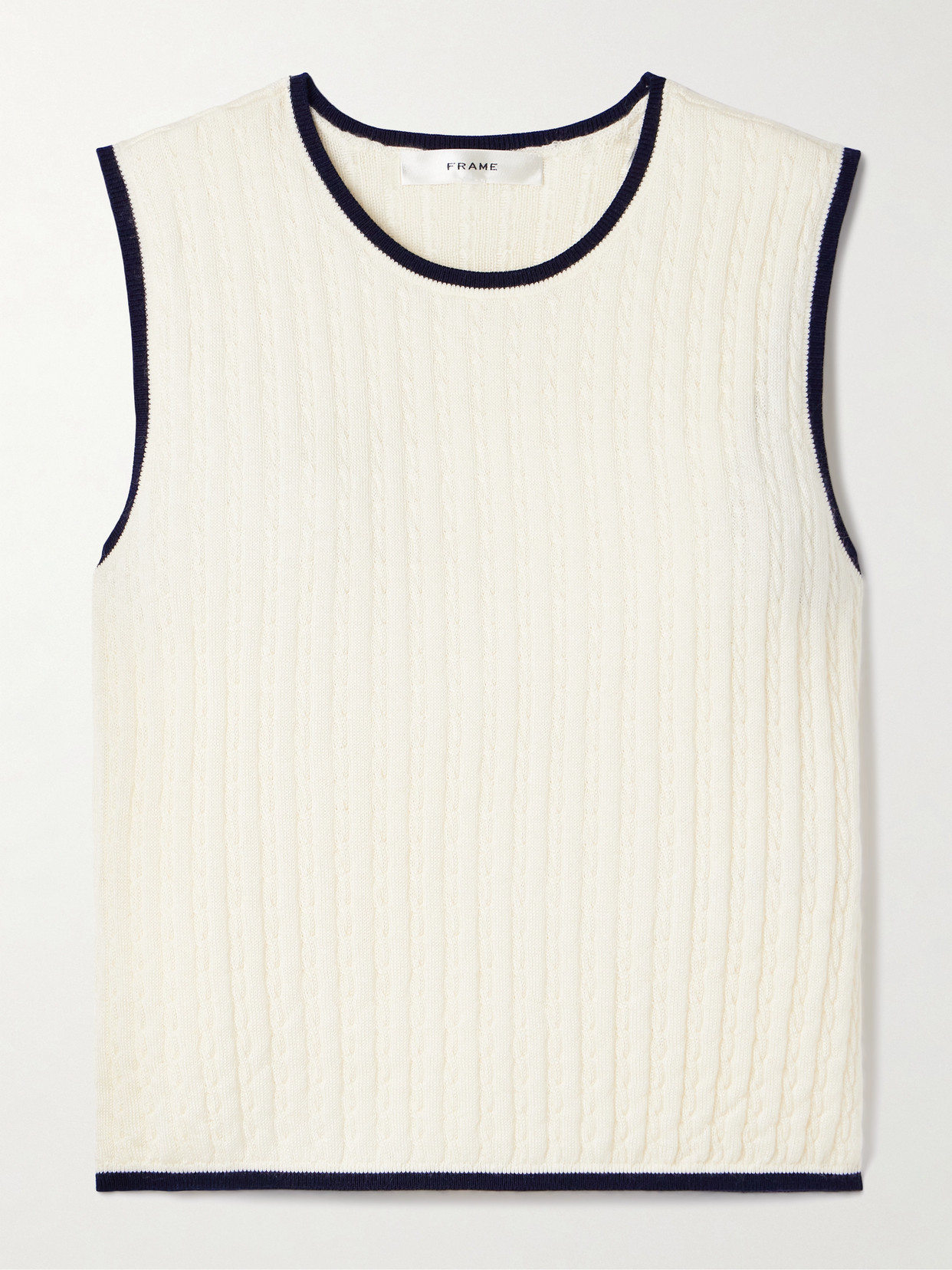 Frame Cable-knit Cashmere And Silk-blend Vest In White