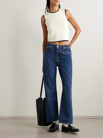 FRAME Cable-knit cashmere and silk-blend vest