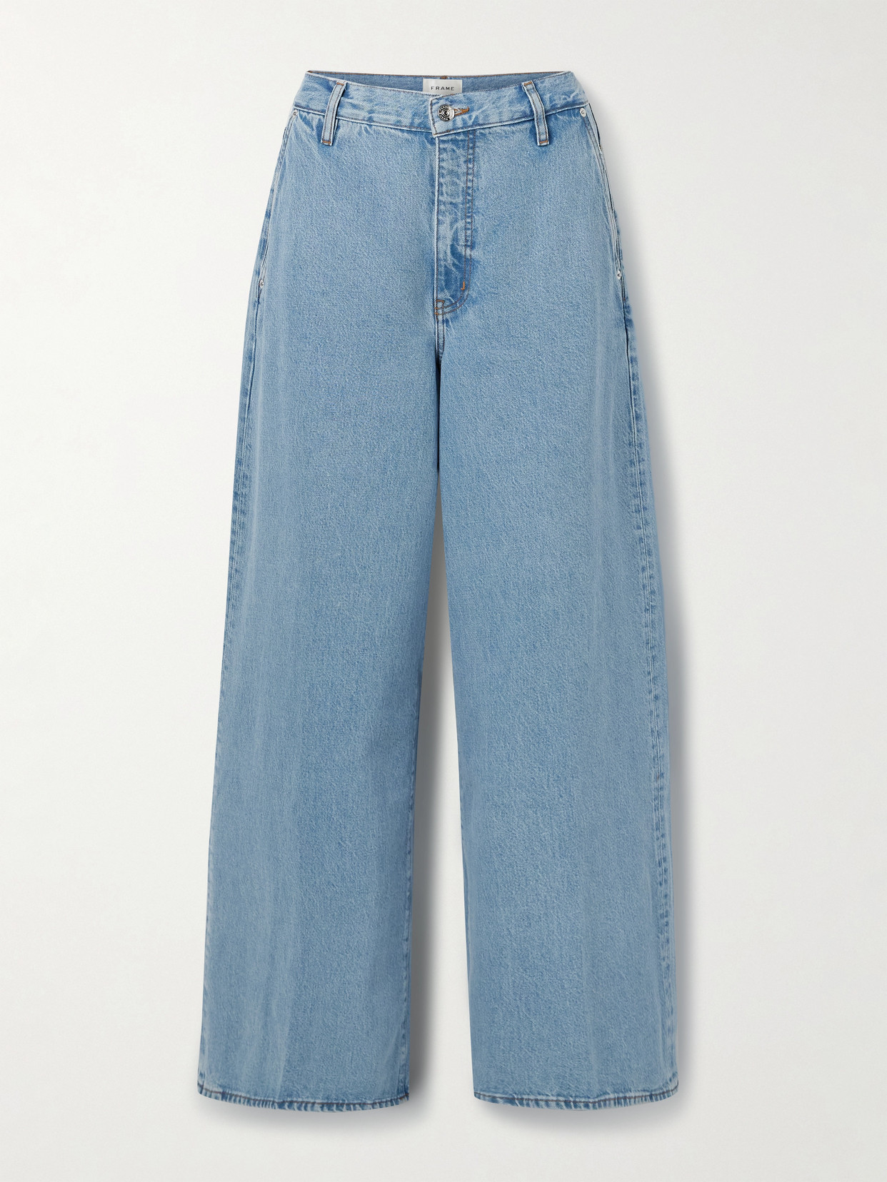 Frame The Drape High Rise Extra Wide Leg Jeans In Sweetheart In Blue