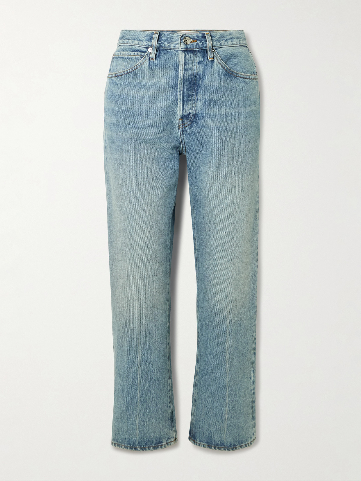 Frame The Vertical Crop High-rise Straight-leg Jeans In Multi