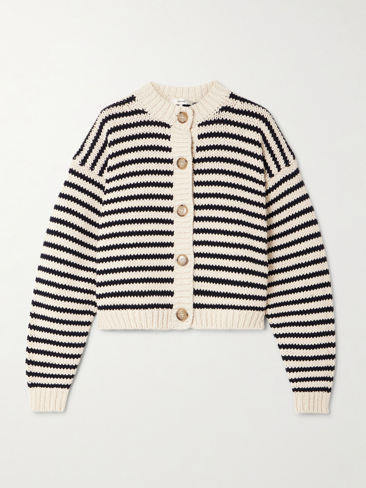 Frame The Chunky Femme Striped Cotton Cardigan In Multi