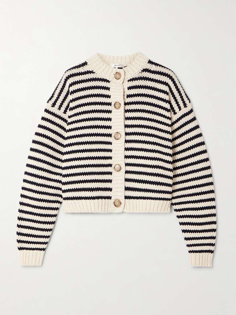 Frame The Chunky Femme Striped Cotton Cardigan