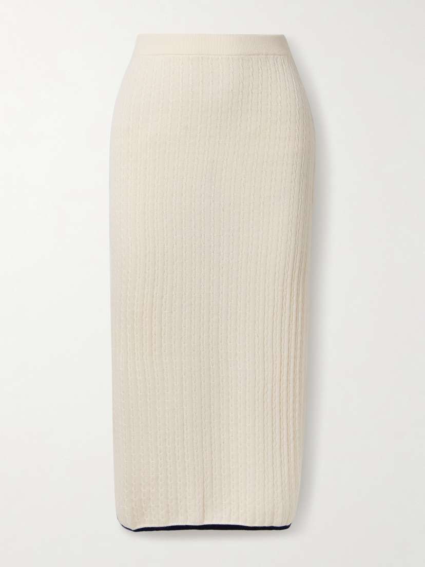 Frame Cable-knit Cashmere And Silk-blend Midi Skirt