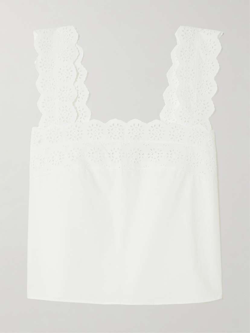 Frame The Eyelet Broderie Anglaise Organic Cotton Tank