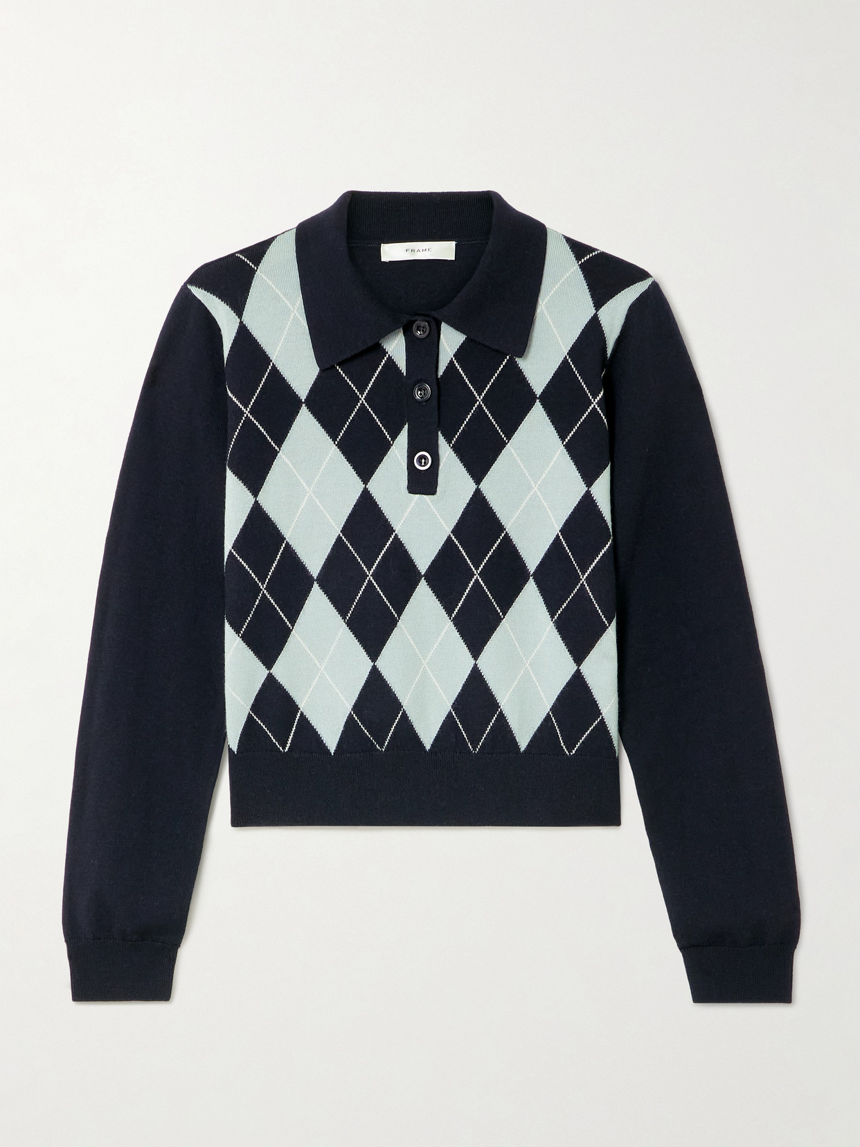 Frame Argyle Merino Wool Polo Jumper