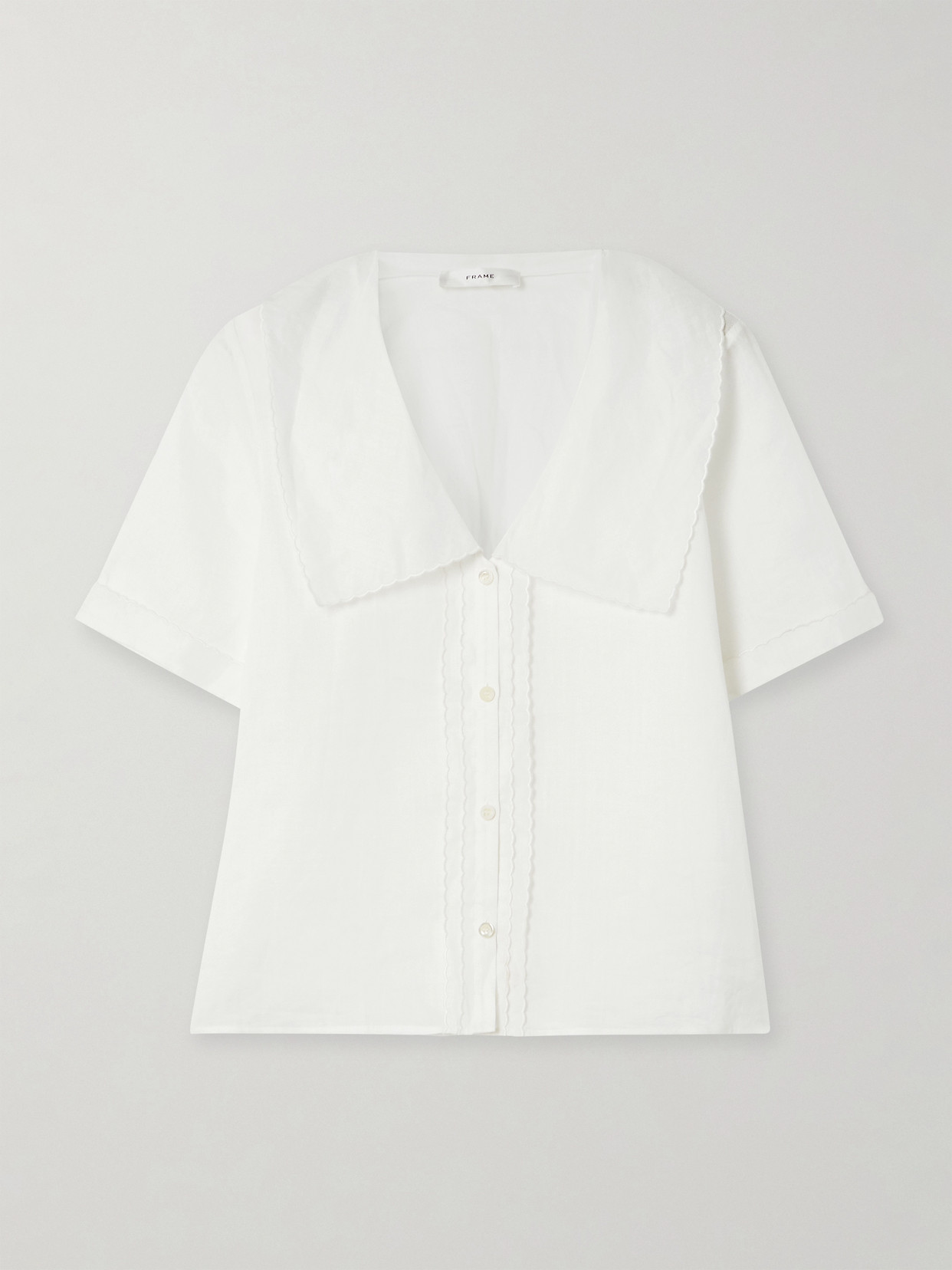 Frame Scalloped Ramie-voile Blouse
