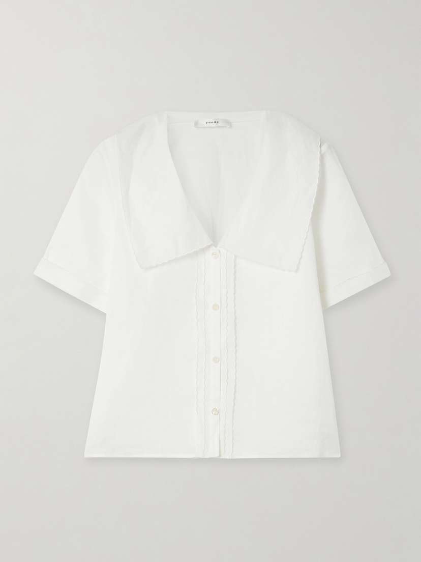 Frame Scalloped Ramie-voile Blouse