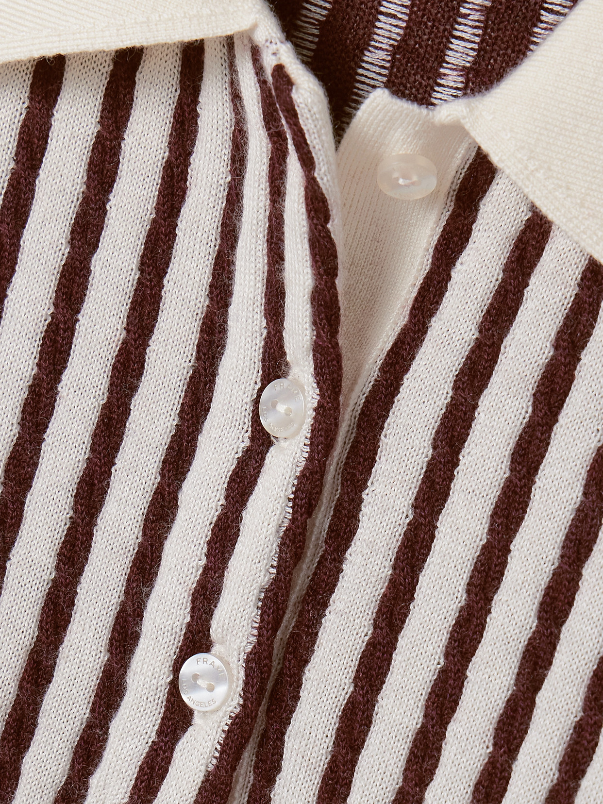 Frame Striped Cable-knit Cashmere And Silk-blend Polo Shirt In Multi