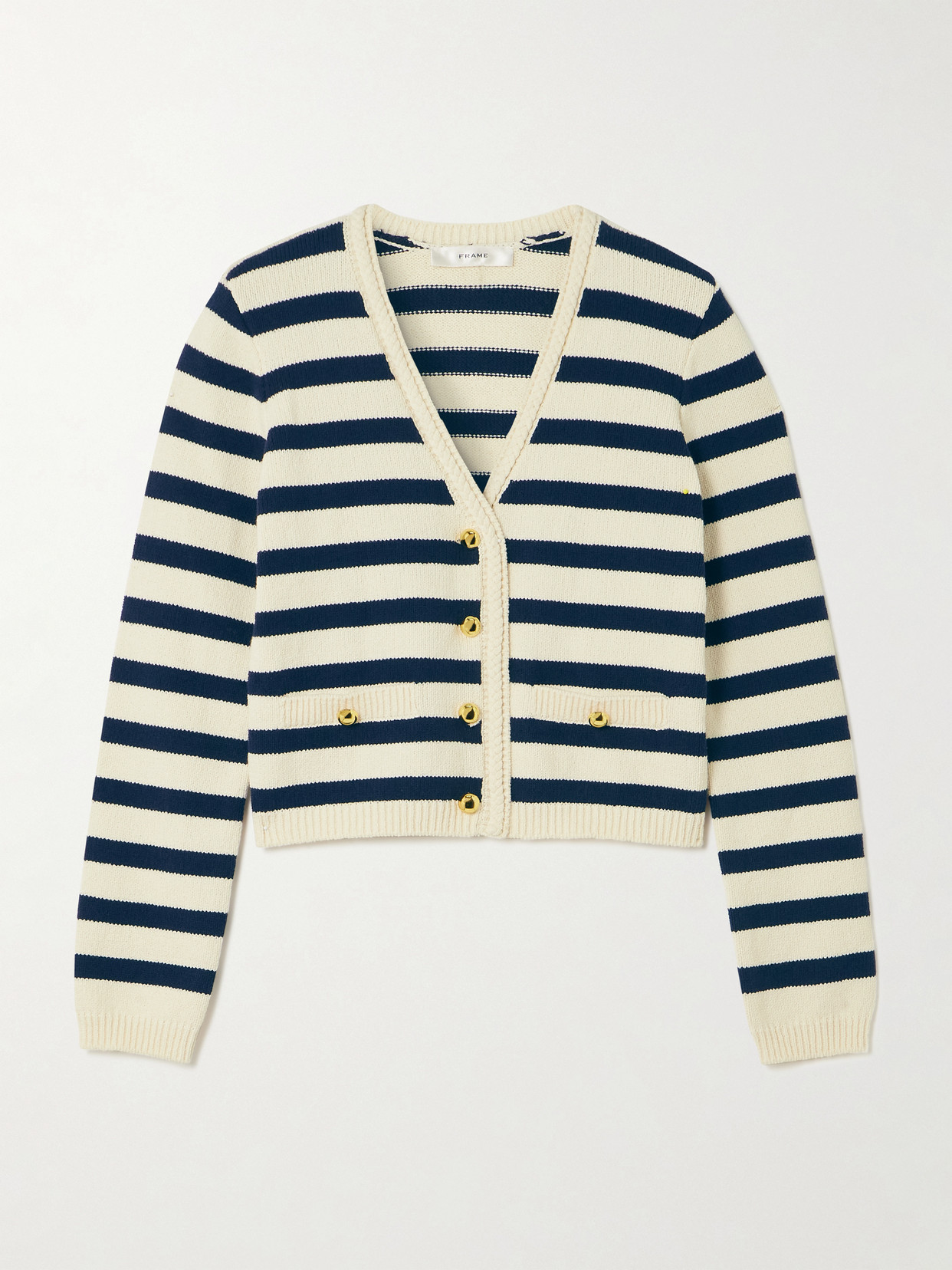 Frame The Harbor Striped Cotton-blend Cardigan