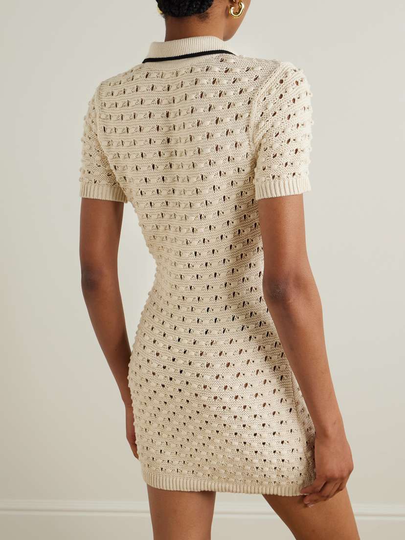 The Bauble Piped Open-knit Cotton Mini Dress - x small | Image | 2