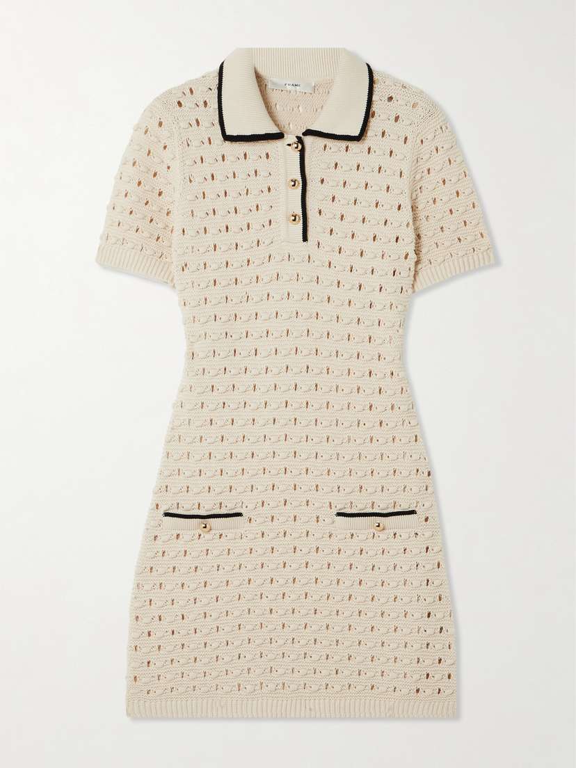 The Bauble Piped Open-knit Cotton Mini Dress - x small | Image | 0