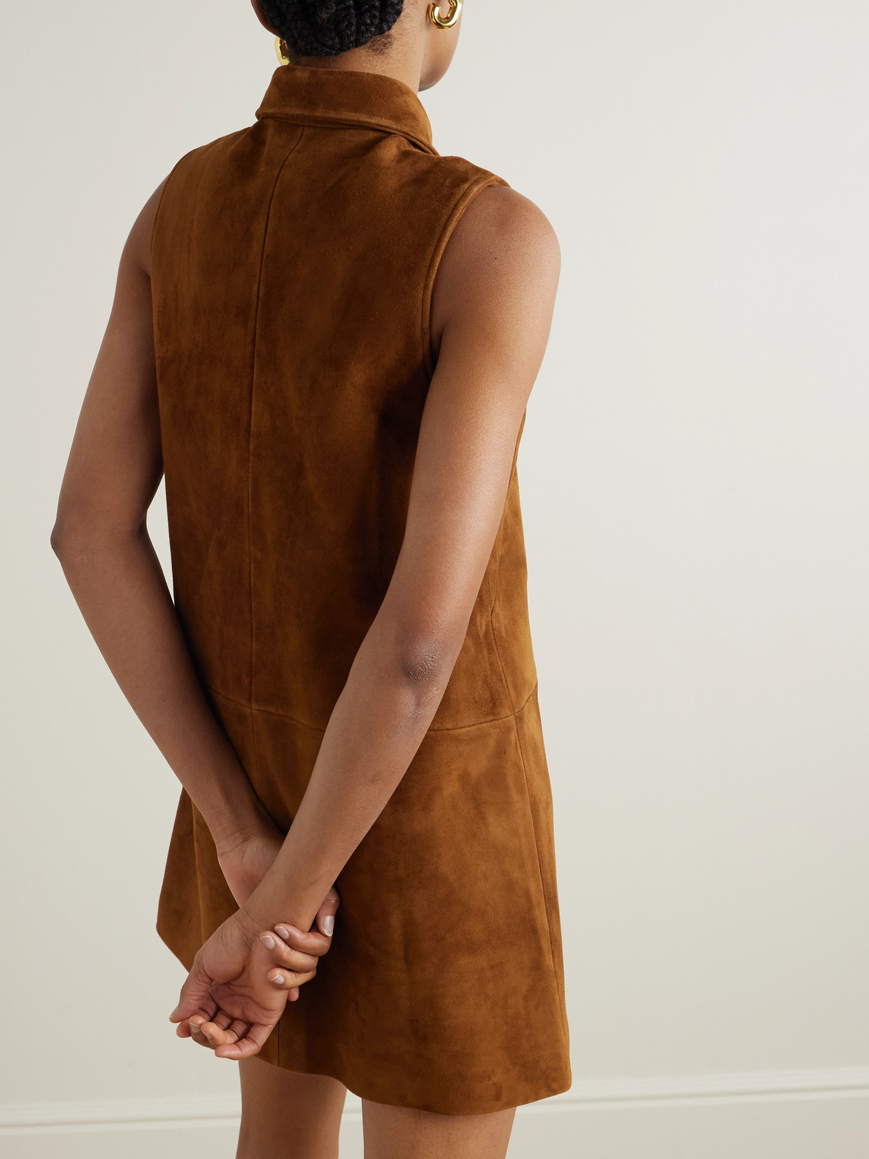 Frame The Suede City Shift Mini Dress In Brown