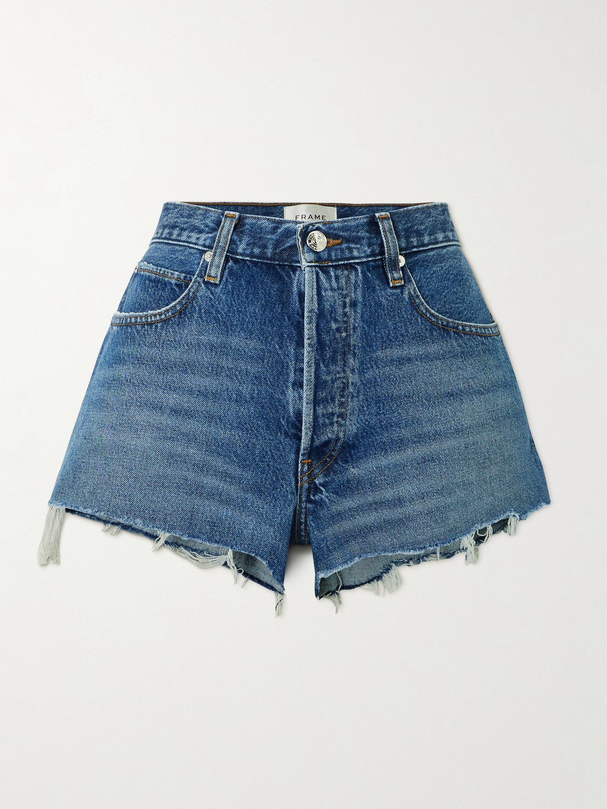 Frame The Hang Distressed Denim Shorts