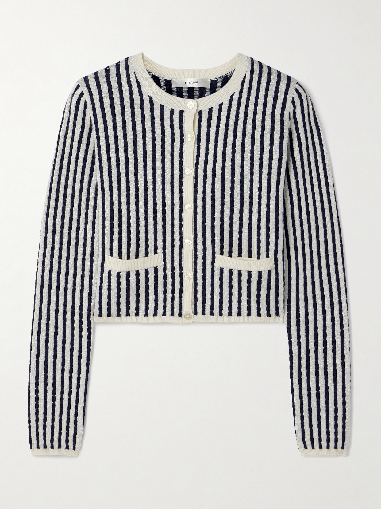 Frame Cable-knit Cashmere And Silk-blend Cardigan