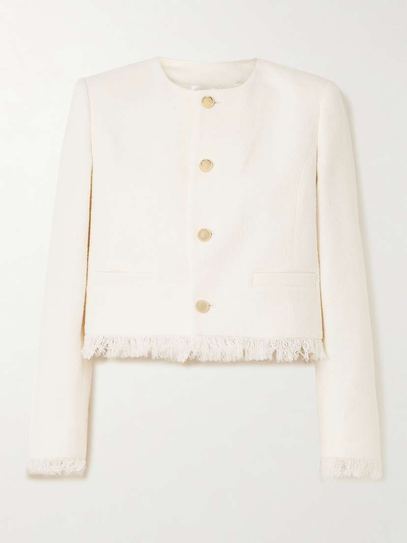 Frame Cropped Fringed Cotton-blend Tweed Jacket