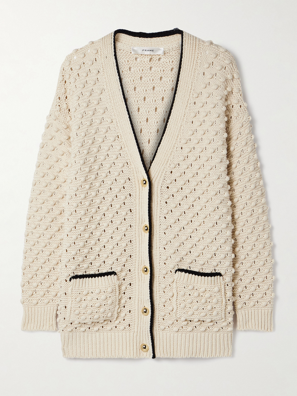 FRAME THE BAUBLE TEXTURED-KNIT COTTON CARDIGAN