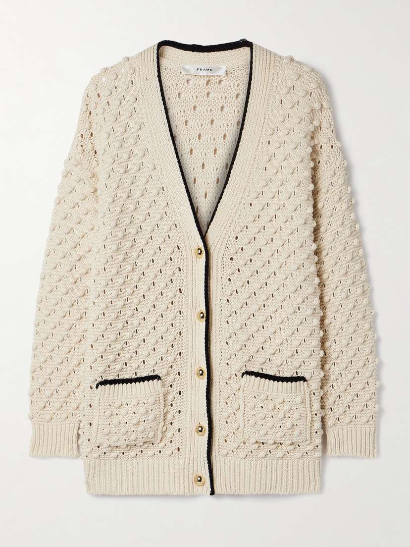 Frame The Bauble Textured-knit Cotton Cardigan