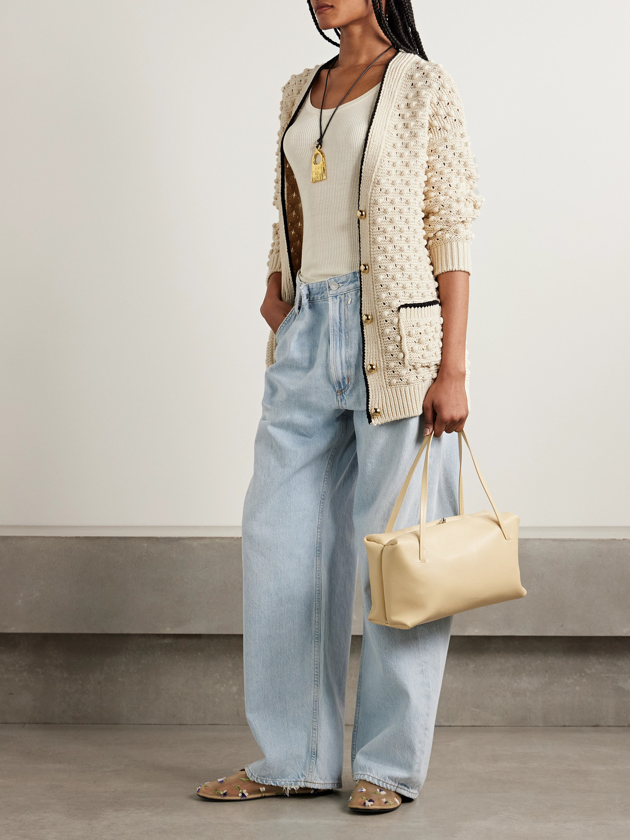 FRAME THE BAUBLE TEXTURED-KNIT COTTON CARDIGAN