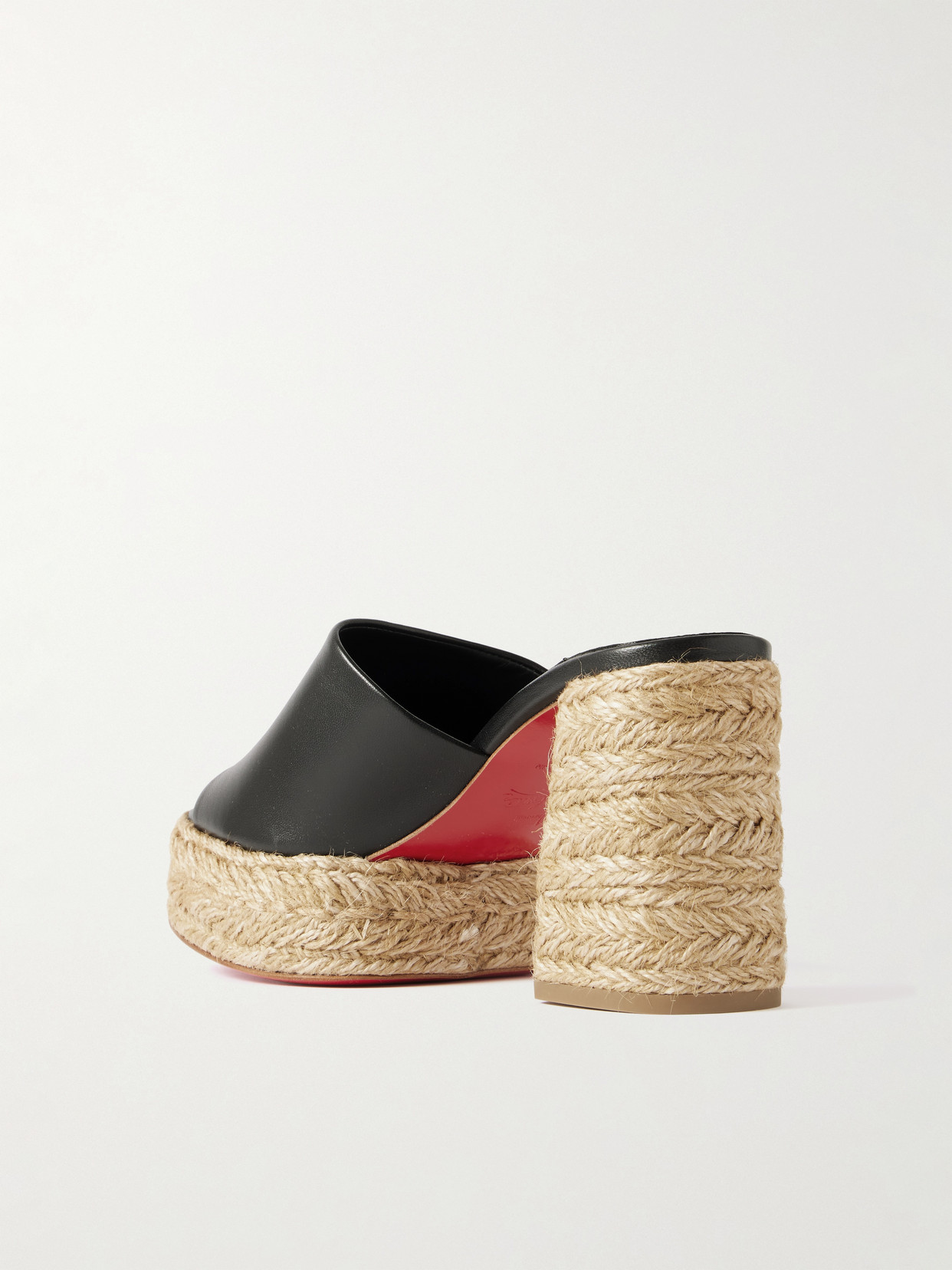 Christian Louboutin Calakala Espadrille Platform Slide Sandal In Black