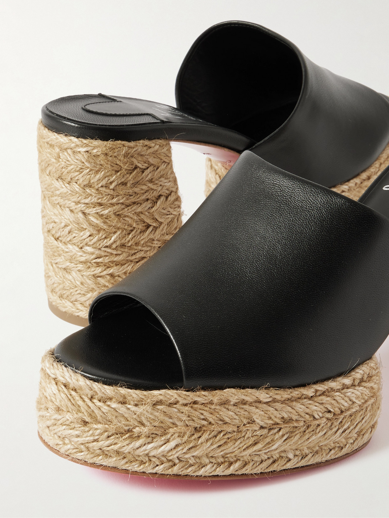 Christian Louboutin Calakala Espadrille Platform Slide Sandal In Black