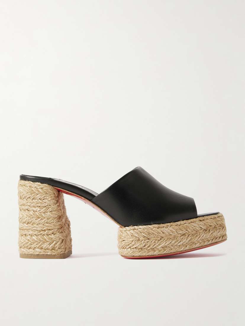 Christian Louboutin Calakala 85 Leather Espadrille Platform Mules