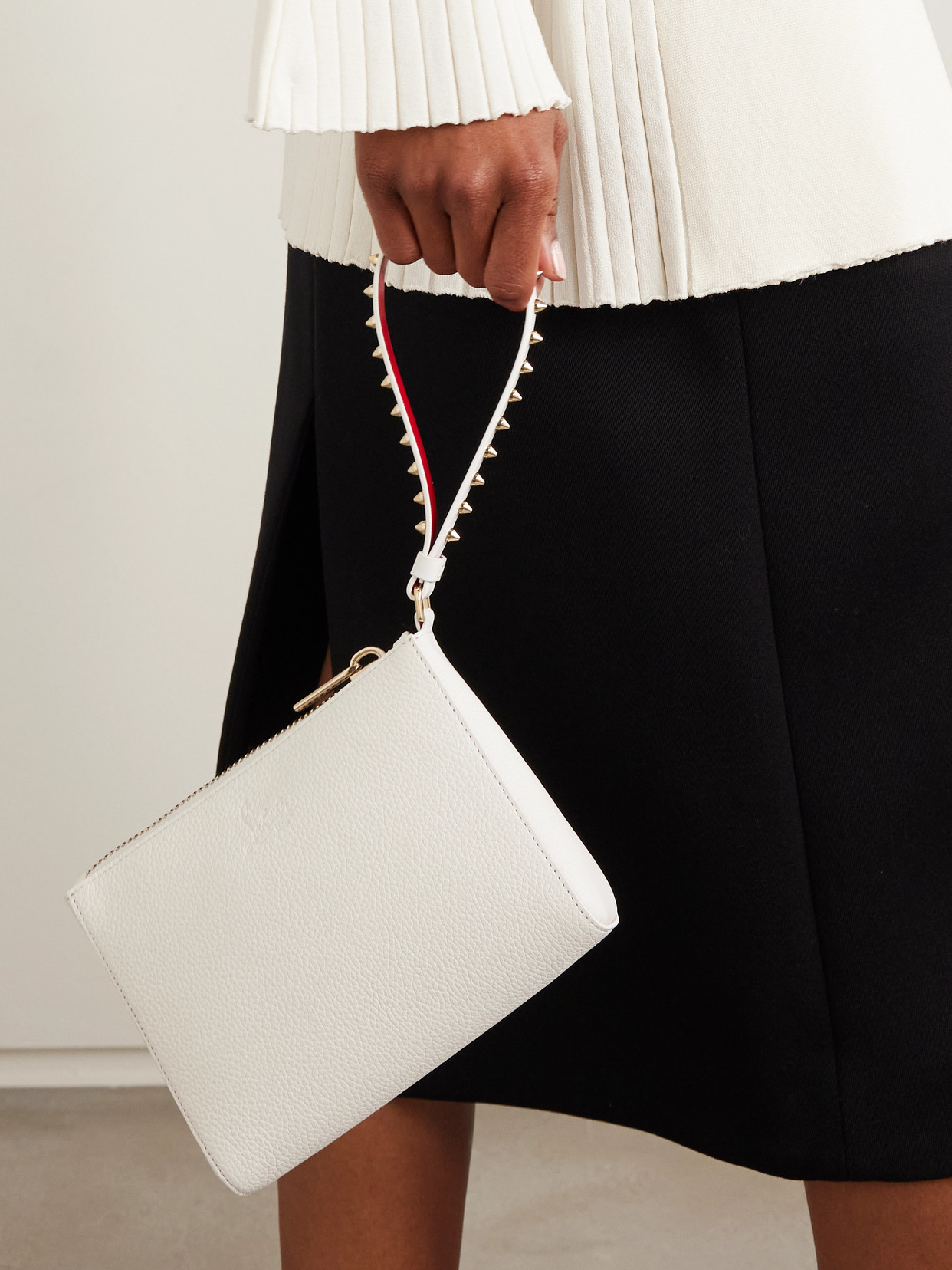 Christian Louboutin Cabata Studded Textured-leather Clutch