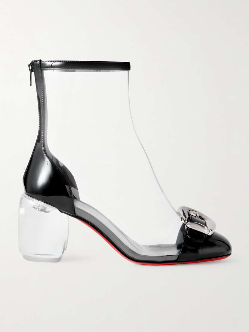 Christian Louboutin Minny Bubble Patent Leather-trimmed Pvc Ankle Boots