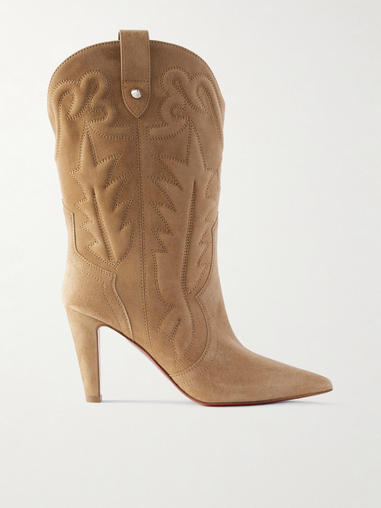 Christian Louboutin Santiabooty 85 Suede Knee Boots In Neutral