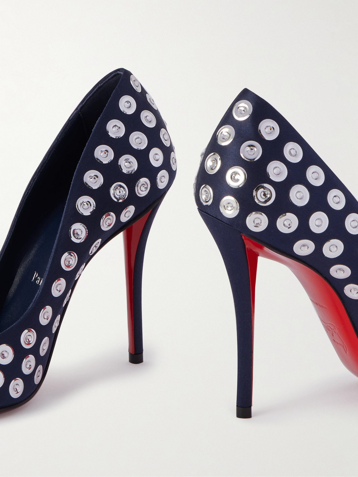Christian Louboutin Miss Z Boum Boum Mirror 100 Satin Pump In Blue