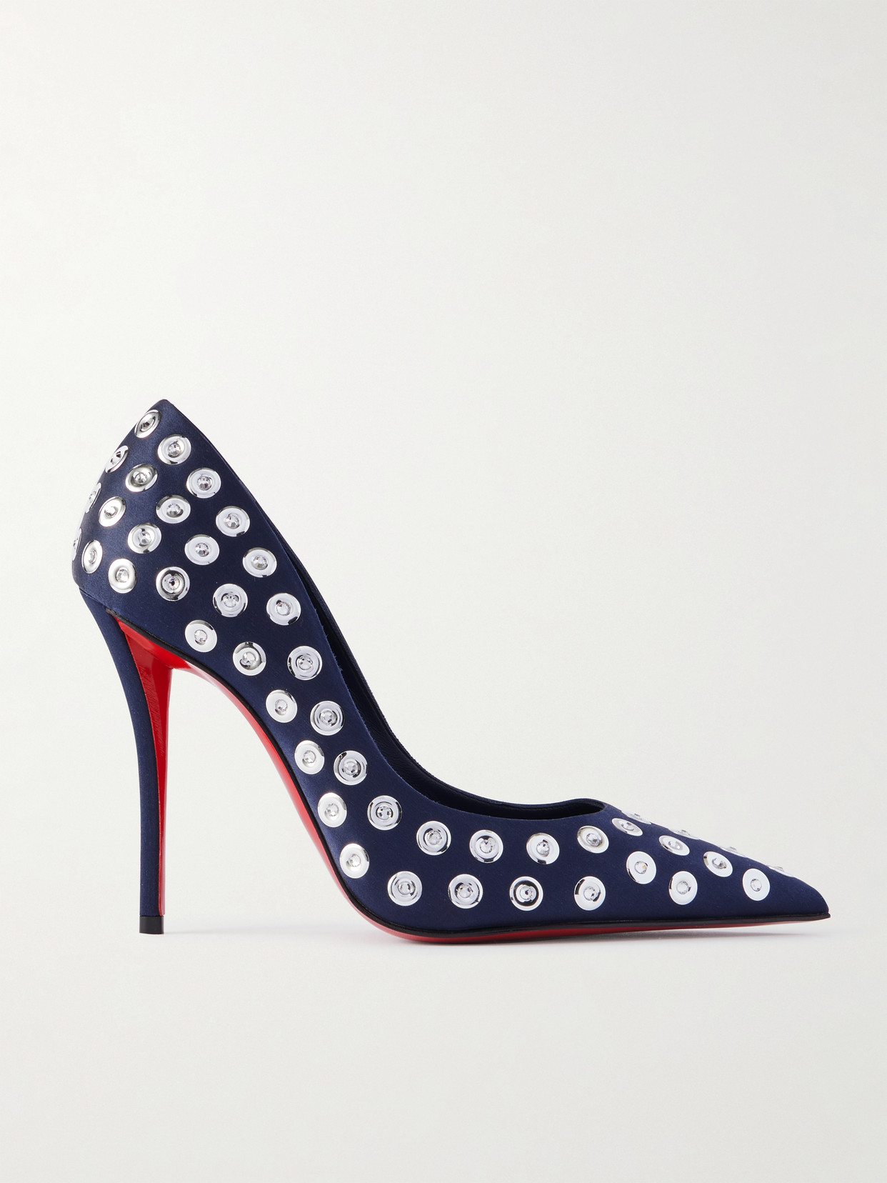 Christian Louboutin Miss Z Boum Boum Mirror 100 Satin Pump In Blue