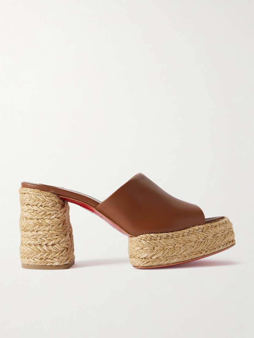Christian Louboutin Calakala 85 Leather Espadrille Platform Mules