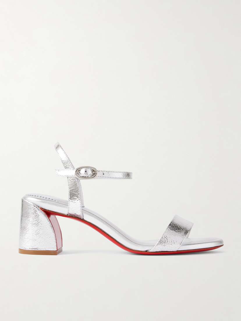 Christian Louboutin Miss Jane 55 Metallic Textured-leather Sandals
