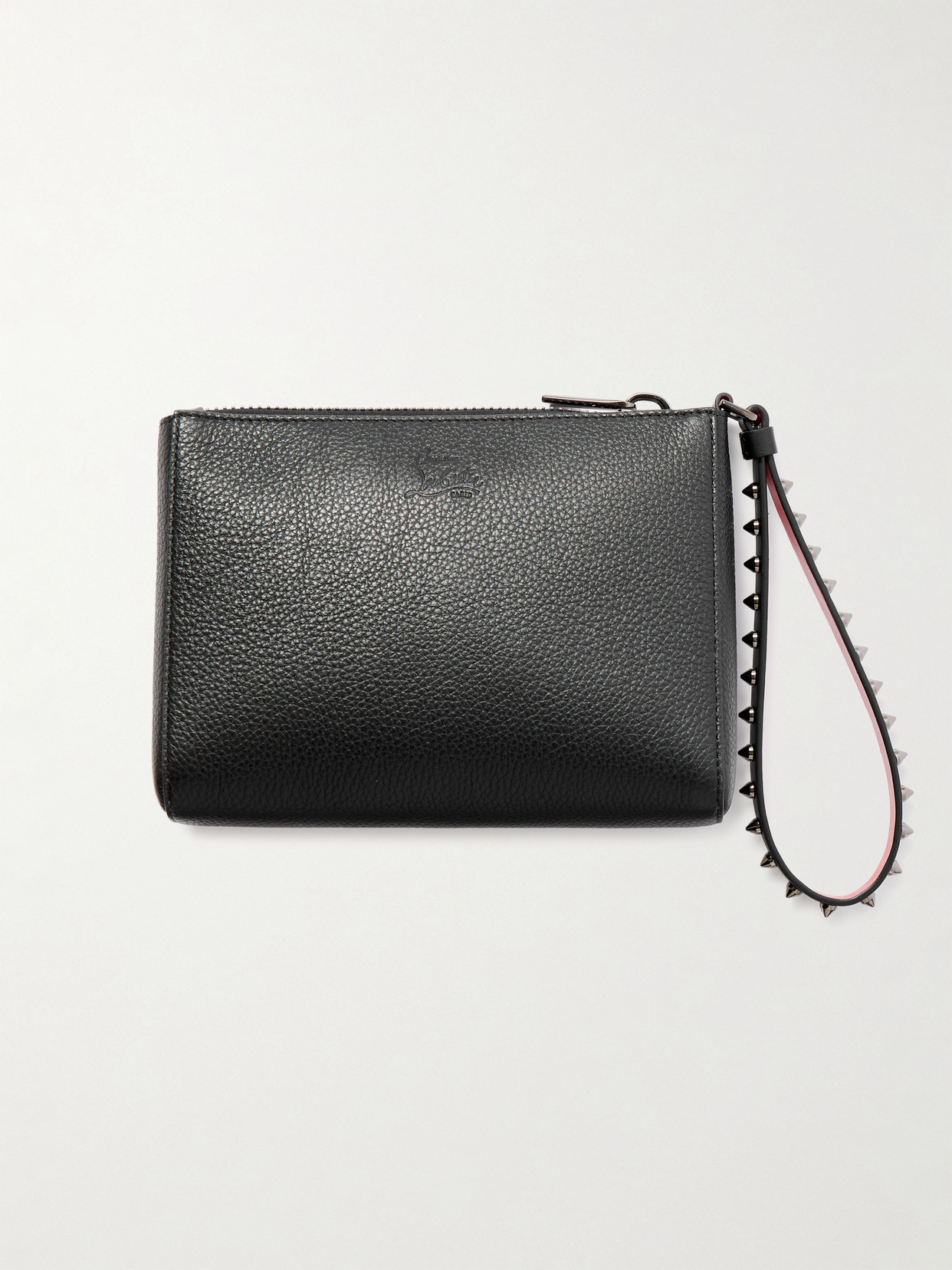 Christian Louboutin Embellished Clutch With Textured Finish And Wrist Strap