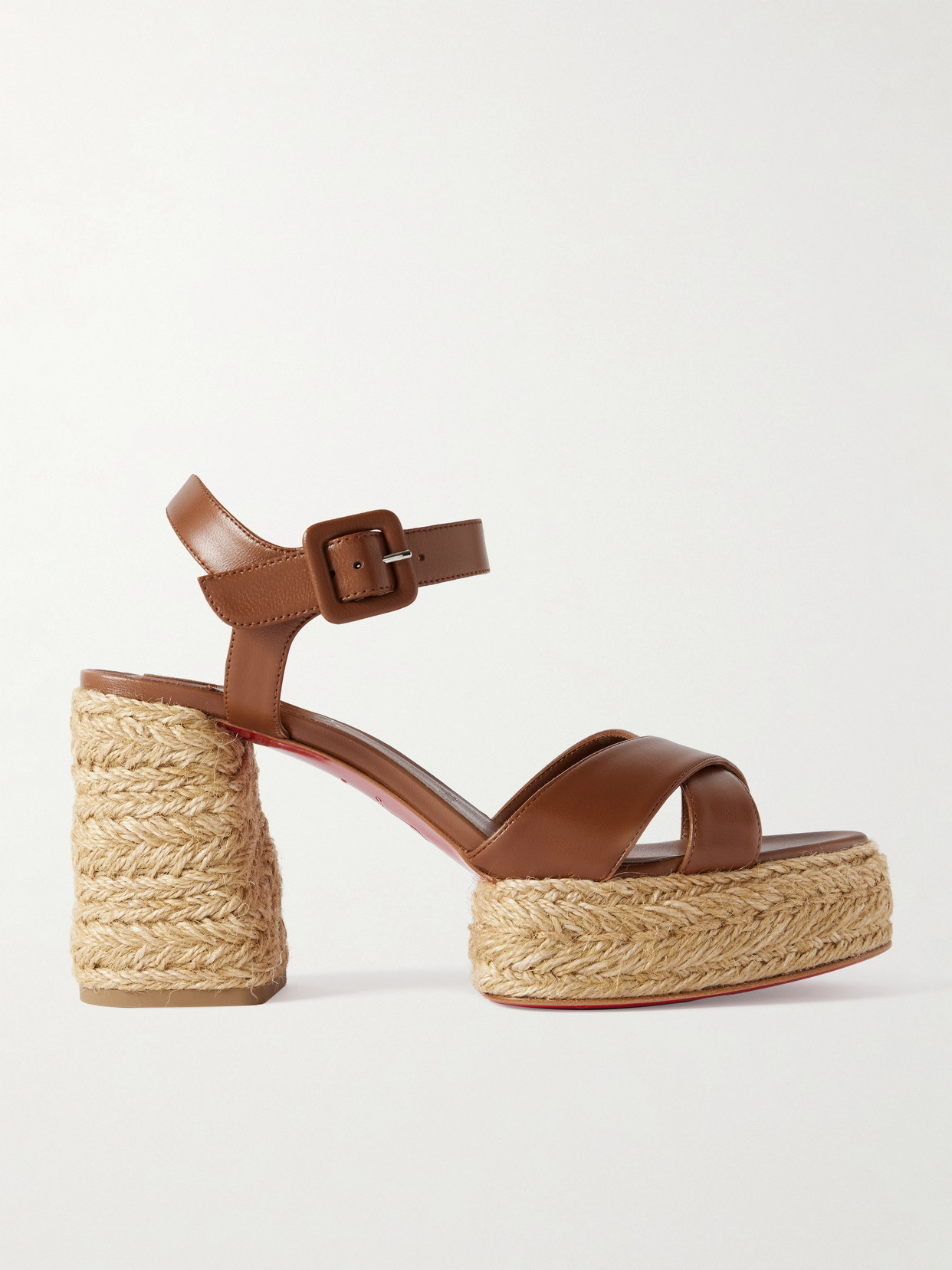Christian Louboutin - Calakala 85 Leather Espadrille Platform Sandals - Brown