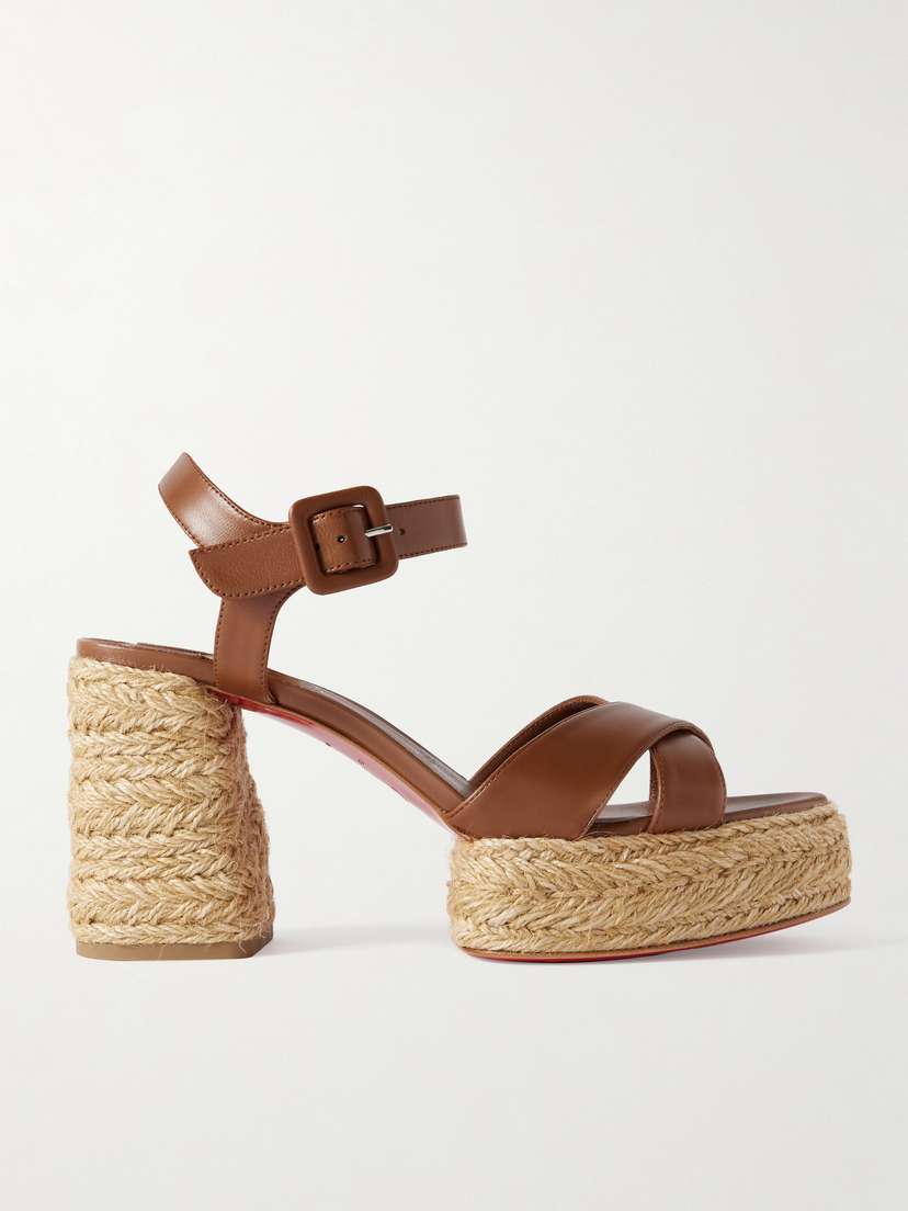 Christian Louboutin Calakala 85 Leather Espadrille Platform Sandals