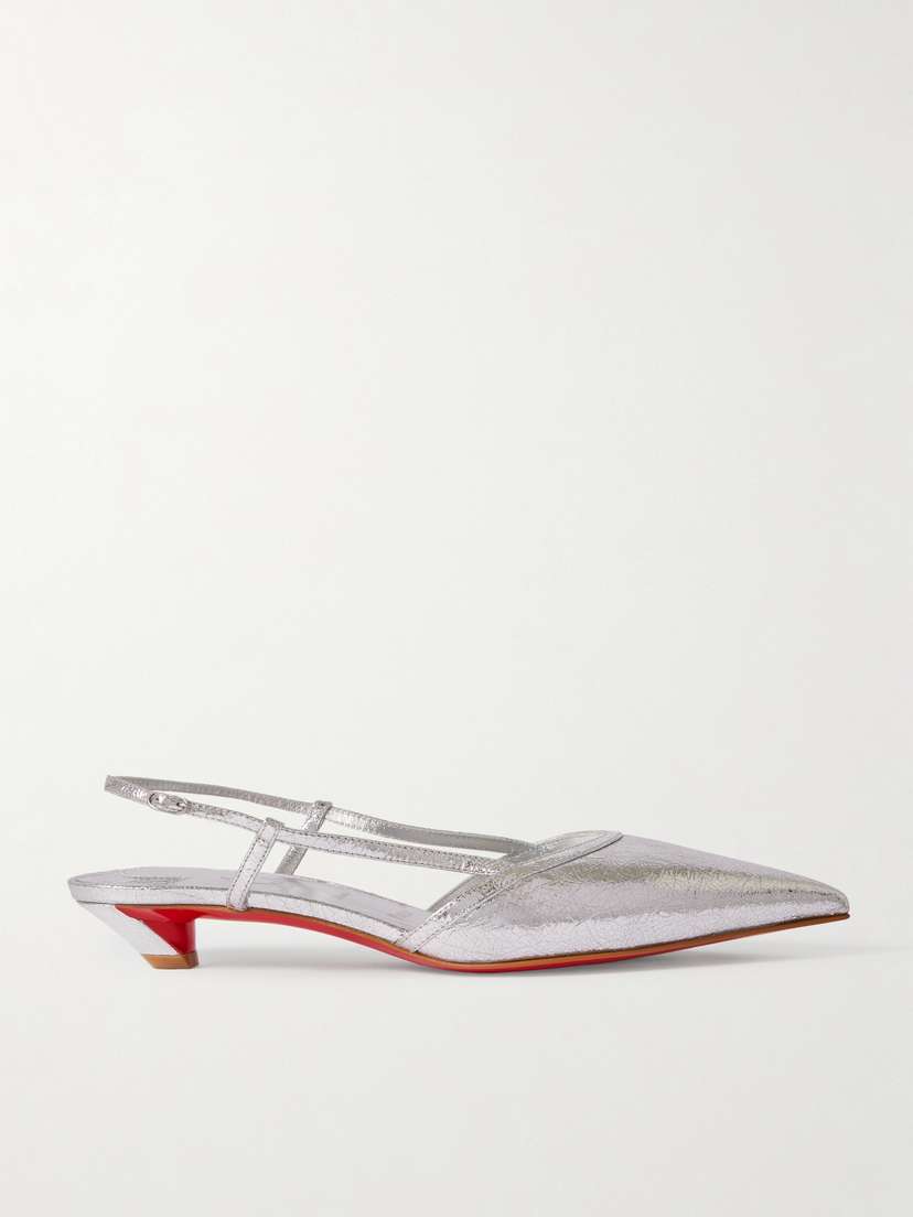 Christian Louboutin Miss Z Slingina 25 Metallic Crinkled-leather Slingback Pumps