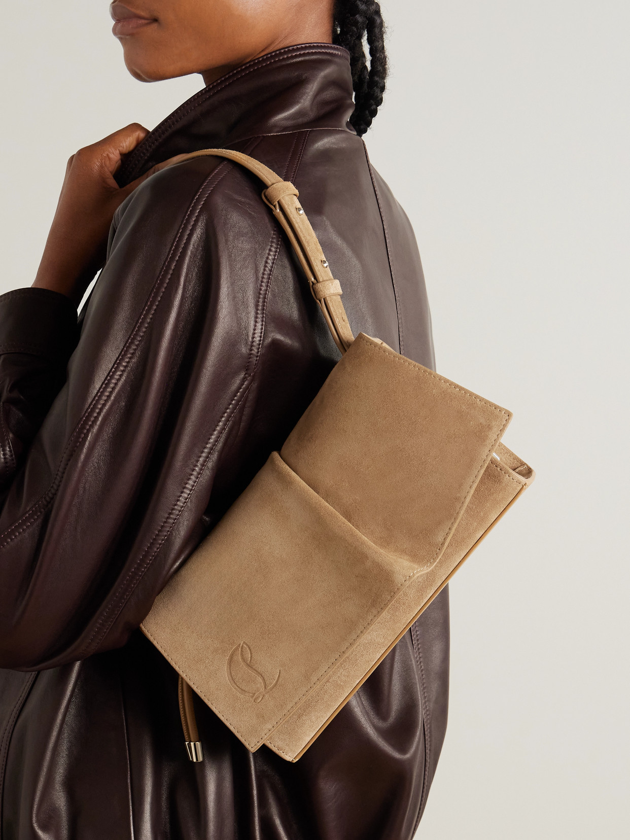 Christian Louboutin Baggy Small Shoulder Bag In Suede