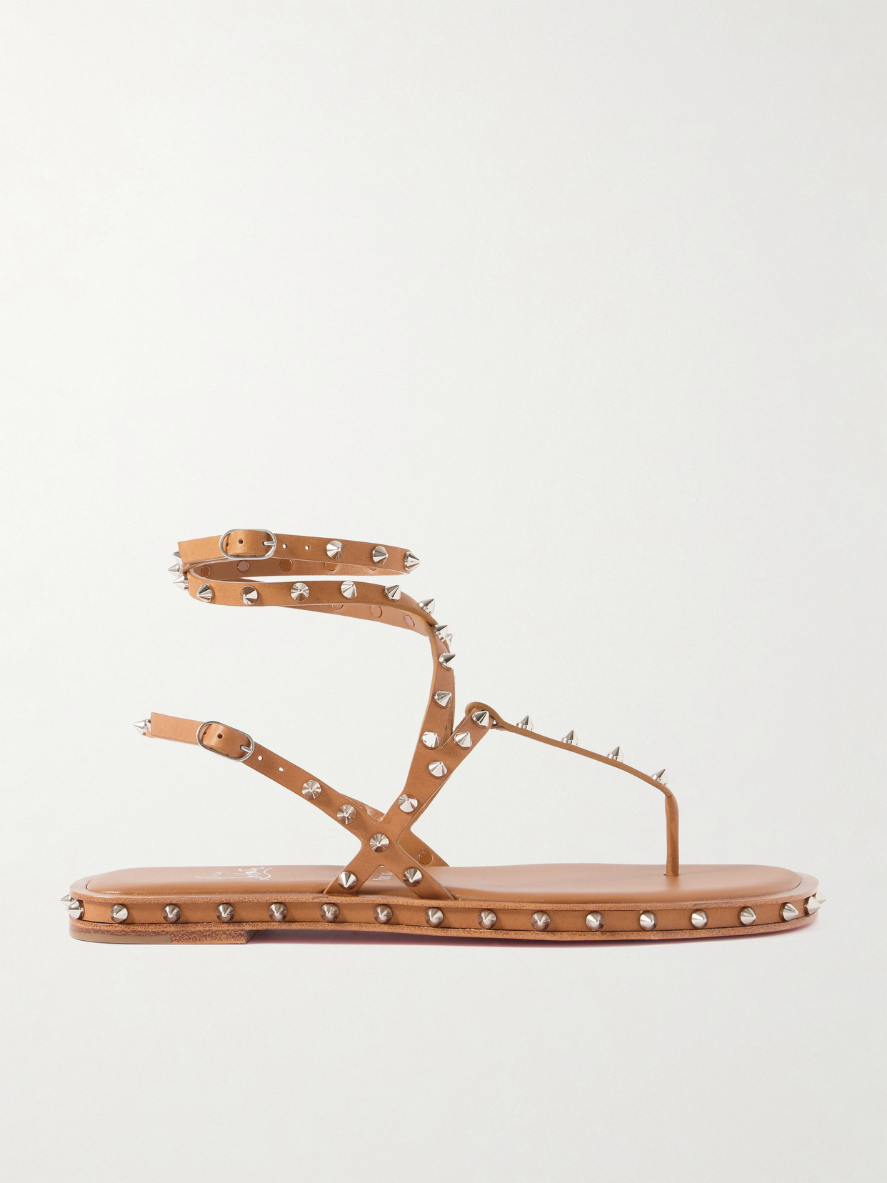 Christian Louboutin Bombina Studded Leather Sandals In Brown